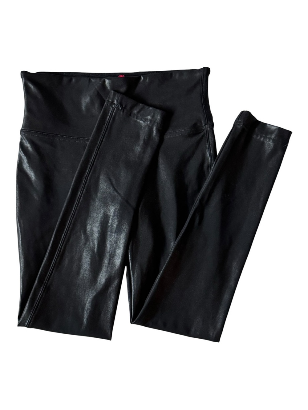 SPANX Black Faux Leather High Waisted Shaping Leggings Size Small